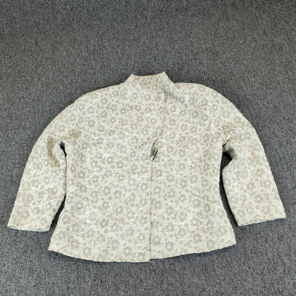Doncaster Signature Womens‎ Jacket 8 Cotton Linen Floral Jacquard Neutral Blazer